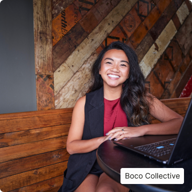 BOCO COLLECTIVE – FEMALE ENTREPRENEUR SITTING AT TABLE 